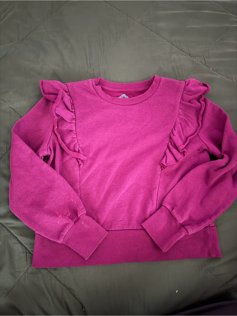 Girls' Ruffle Shoulder Sweatshirt - Magenta